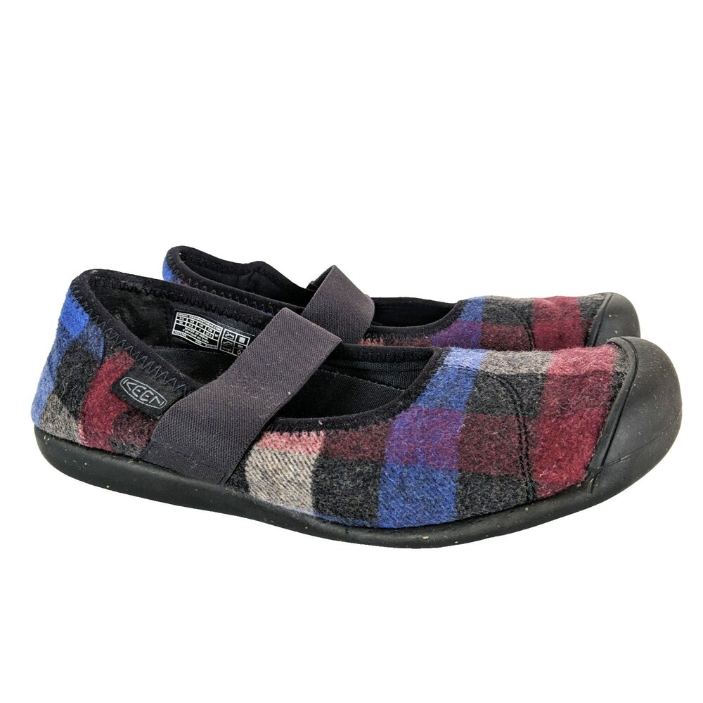 KEEN Sienna Plaid Women Mary Jane Slip On Shoe US 8.5 UK 6 EU 39 Blue Red Wool